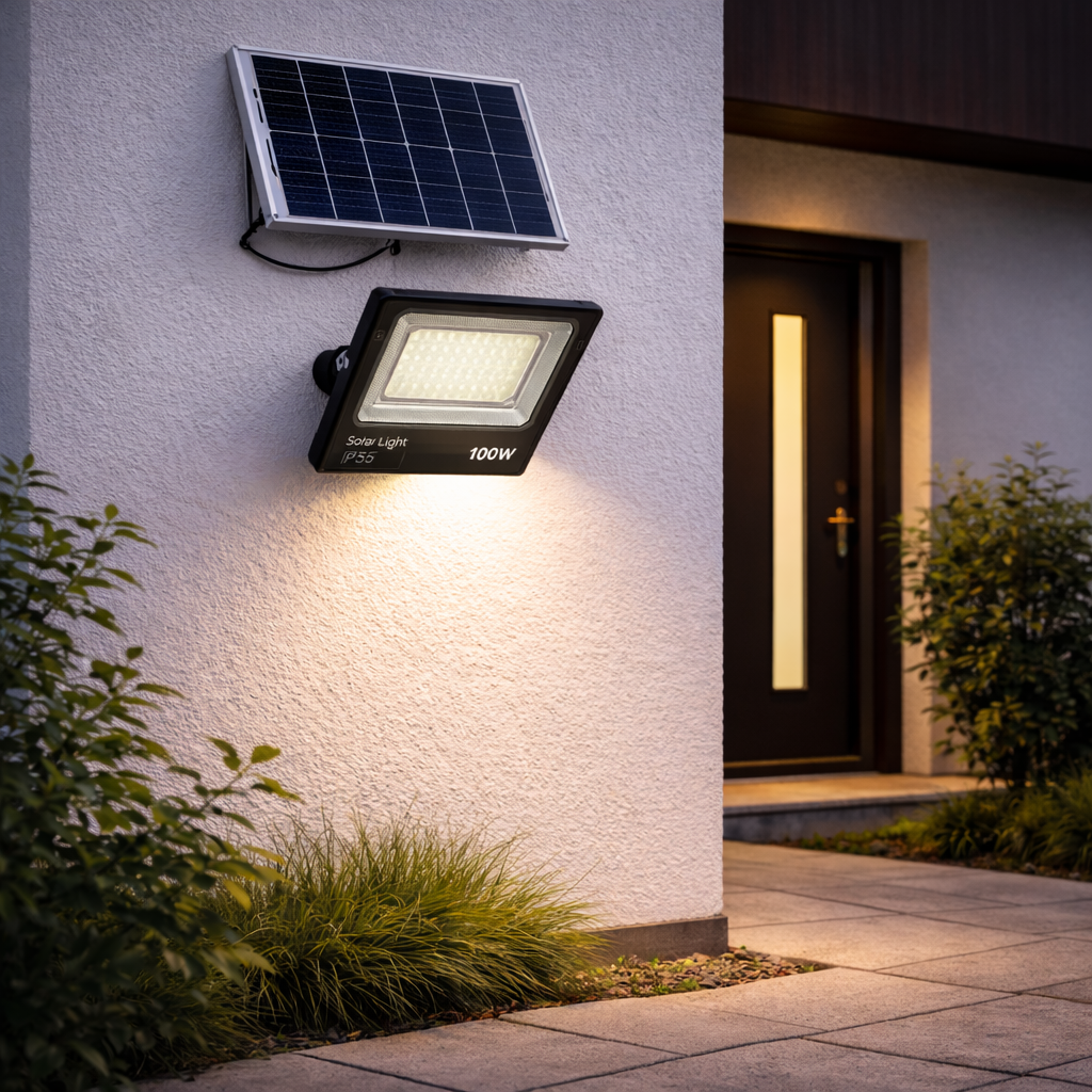 Floodlight Met Solar Paneel - 100W